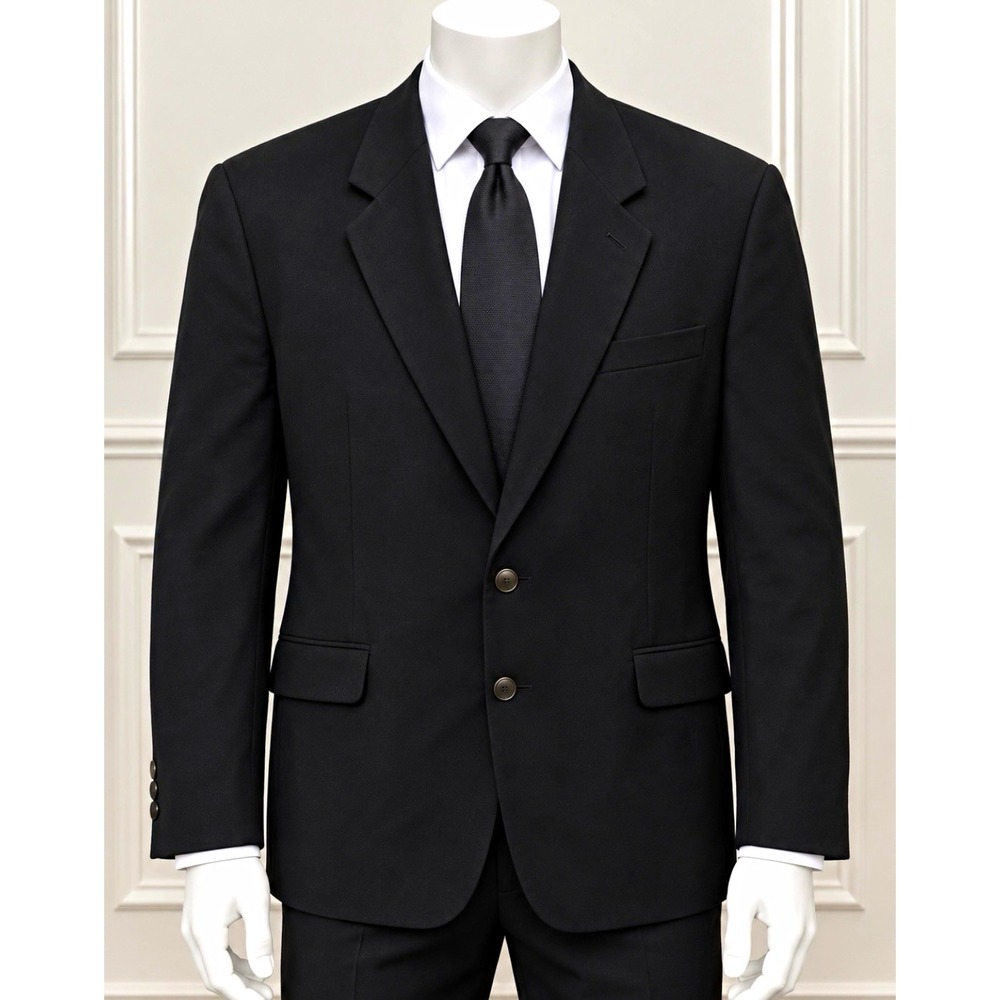Cashmere and Wool Men's 2 Piece Suit Black Cashmere Wool 48R 2 Button Notch